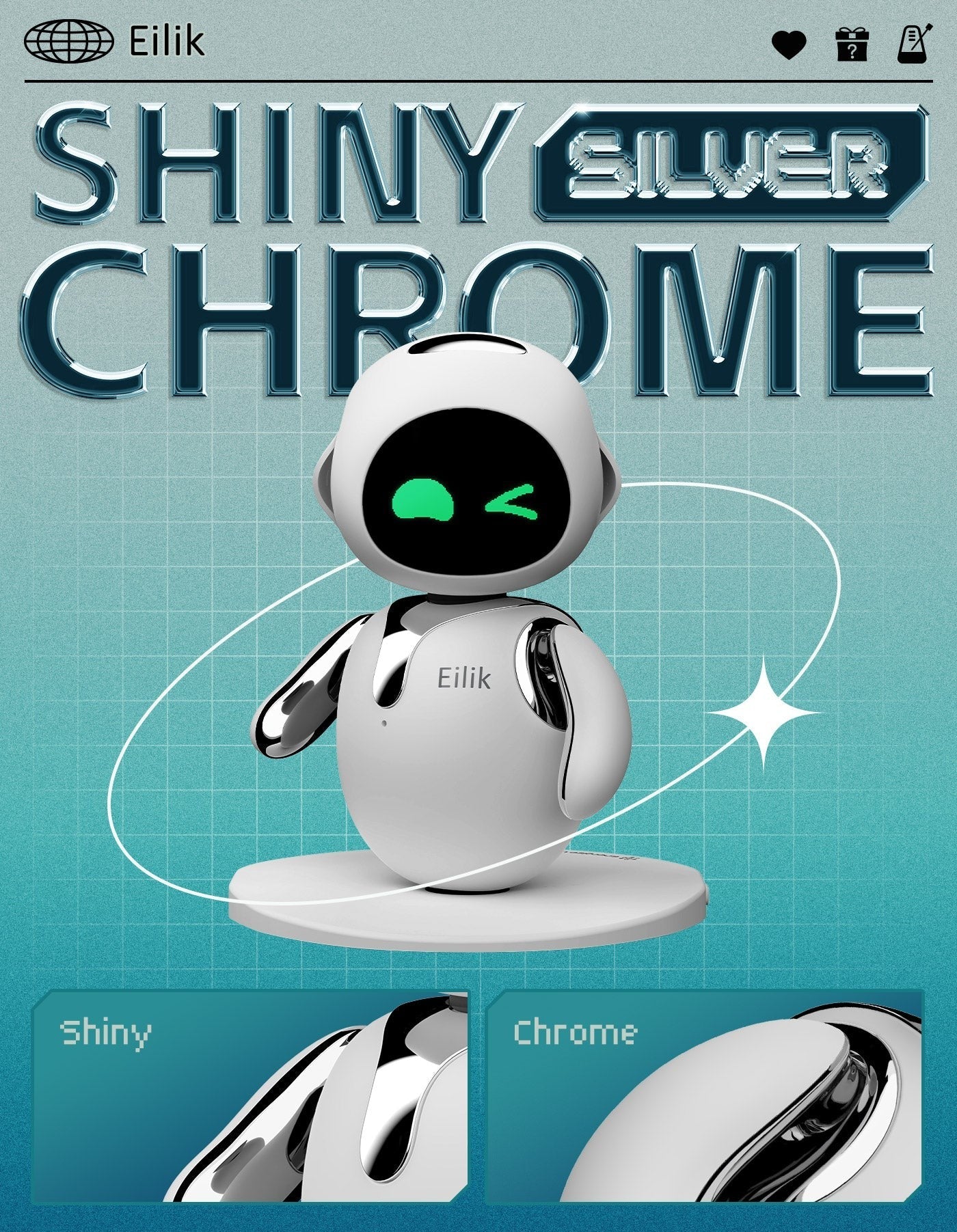 Eilik-Silver retro robot companion view 9