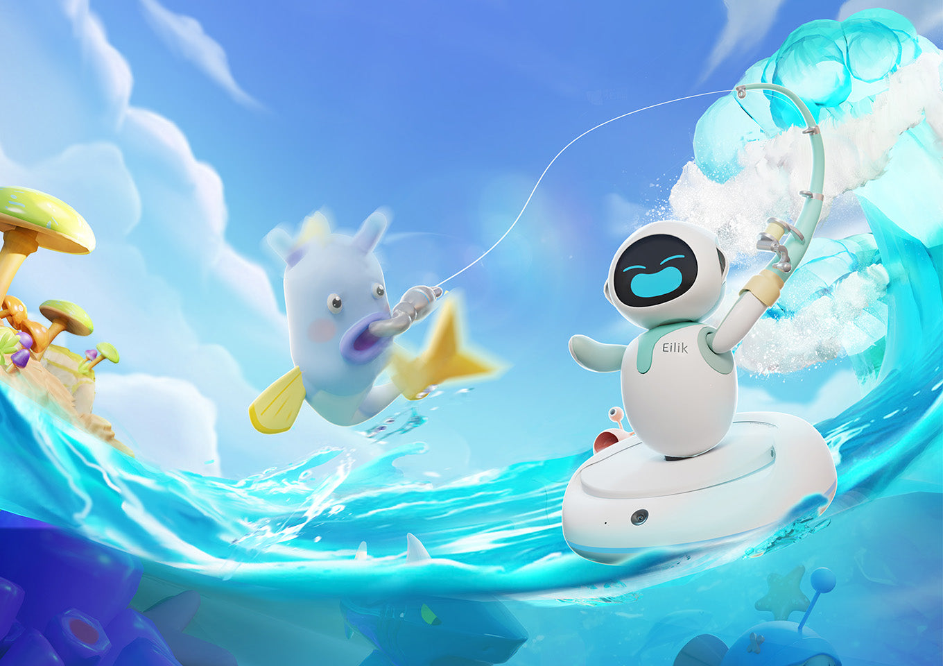 Eilik AI Station fishing gesture game